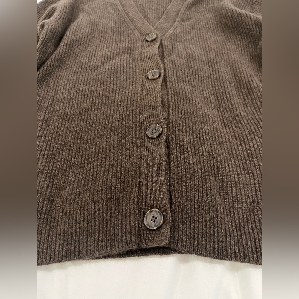like new quince mongolian cashmere oversized boyfriend cardigan sweater brown XS - Picture 4 of 14